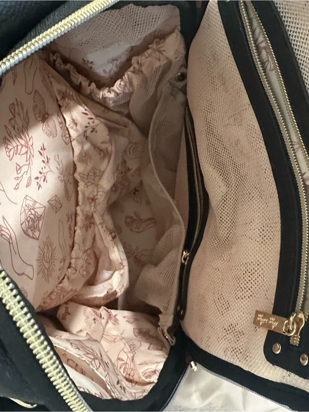 Itzy Ritzy Boss Black Quilted Diaper Bag Backpack Gold Hardware